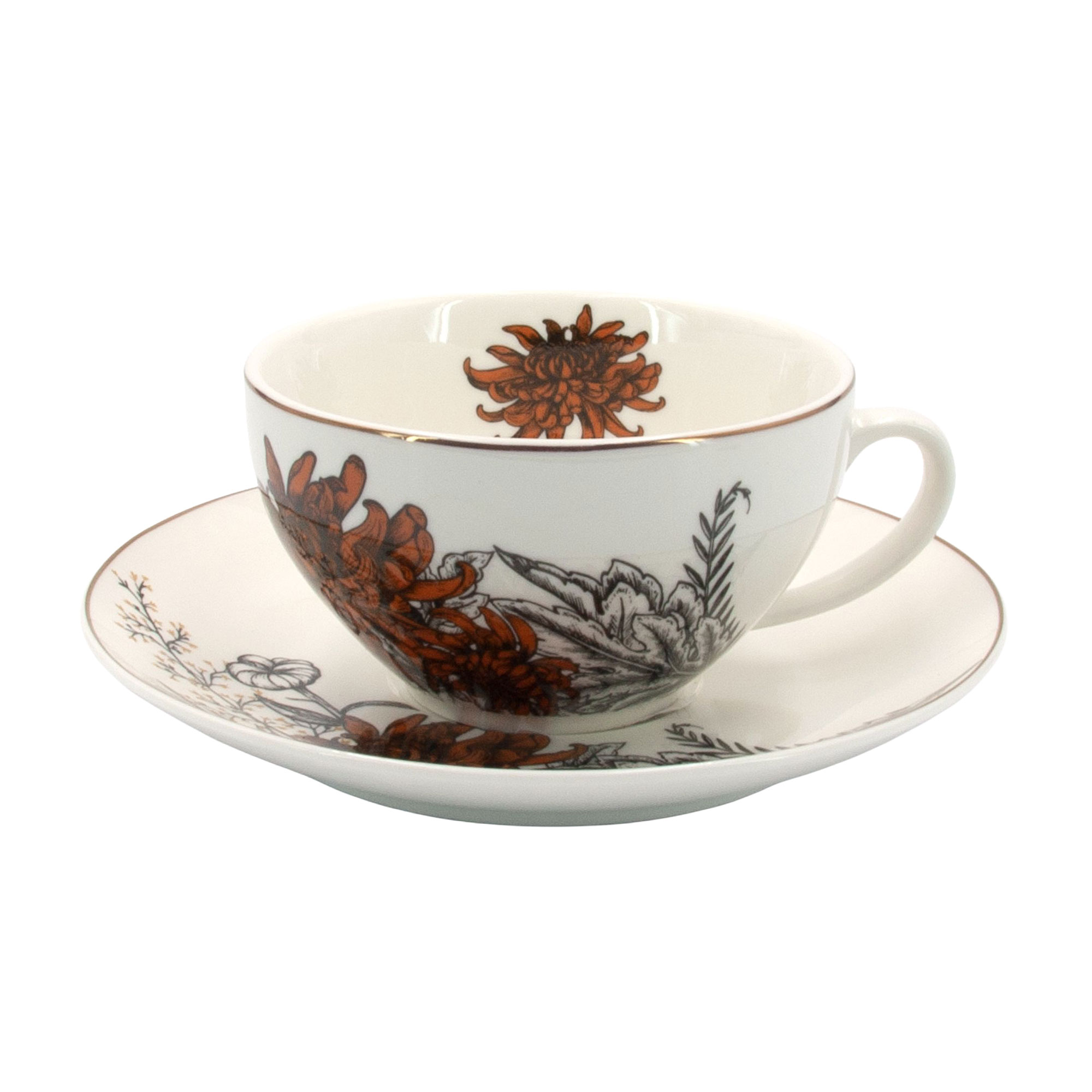 Чашка з блюдцем Astera Charm Floral Brown, 400 мл (A0530-CS410-B)